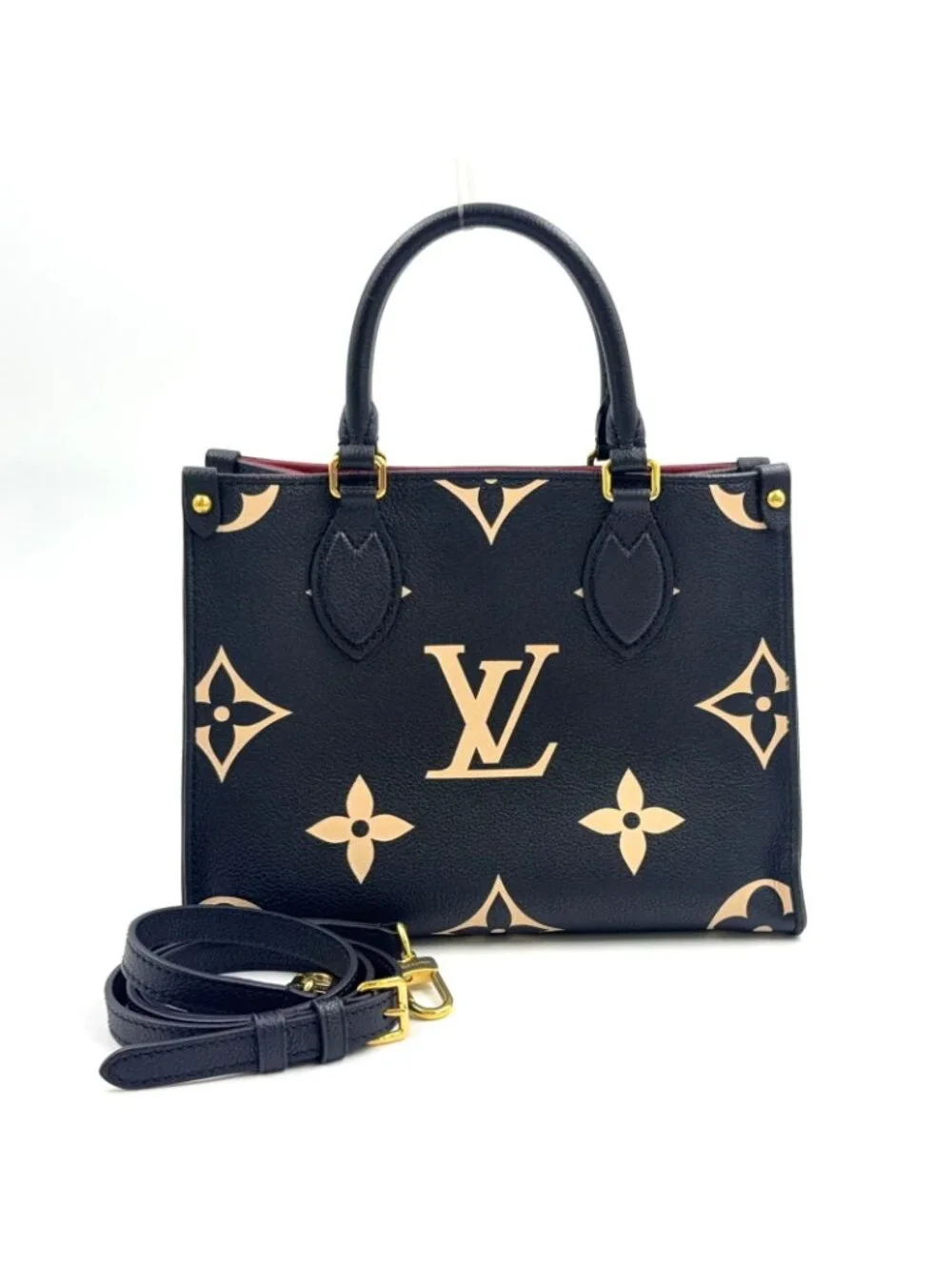 Louis Vuitton On The Go PM Bicolor Monogram Empreinte Leather Black Handbag Gold